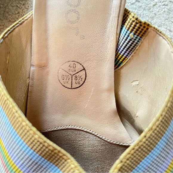 Gabor VTG Multicolour Pastel Woven Open Backed Low Block Heel Mules Shoes - Picture 5 of 13